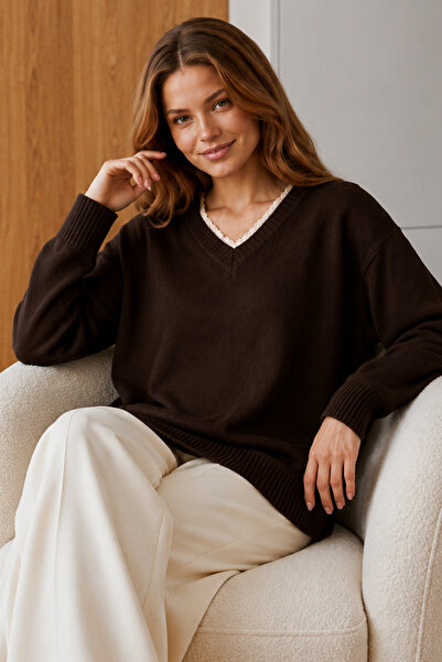 benguen Collar Detailed Sweater N510 Brown