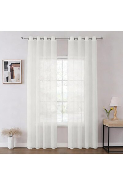 OtherMax Draperii/Perdele tip voal pe inele (ochiuri) transparente, albe 140x...