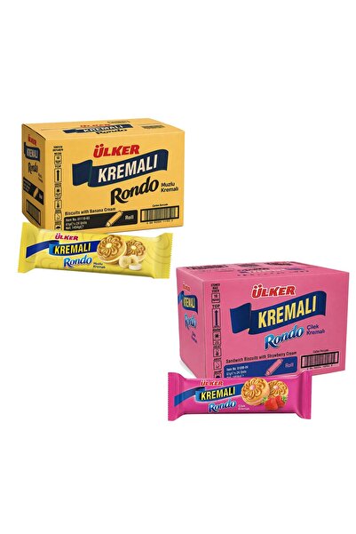 Ülker Kremalı Rondo Çilekli ve Muzlu Bisküvi 61 gr 24 lü 2 li Karma