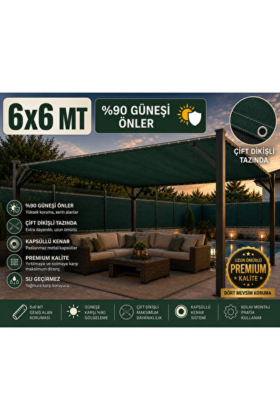 6x6mt GÖLGELİK FİLE %90 GÜNEŞ ÖNLER - 1. SINIF KALİTE FİLE,BAHÇE ÇİTİ,HAVUZ,GARAJ,ÇADIR ÜSTÜ GENEL KULLANIMA UYGUN