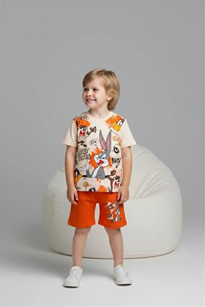 LUFFY KİDS Printed Boys' T-Shirt and Shorts Set 1068