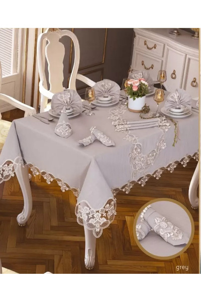 Ceki Home Σετ τραπεζαρίας από λινό Karanfil Gardenya για 12 άτομα, 26 τεμάχια...