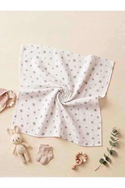 Terzi Ömer Gray Star Baby Muslin Blanket - 80X90 cm