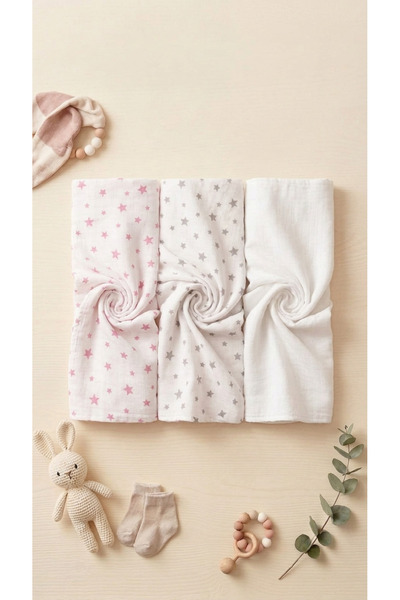 Terzi Ömer Set of 3 - Baby Muslin Blanket - 80X90 cm