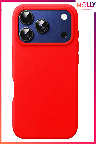 Molly iPhone 17 PRO İçin Kırmızı Liquid İçi Kadife Mat Silikon Kılıf