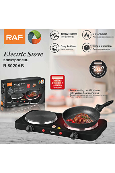 raf Portable Electric Camping Stove, 2000W Double Hot Plate, Auto Thermostat ...