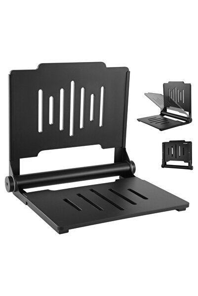OMS Scaun dus pliabil, montaj perete, Negru, Inox/PP, max 180 kg, dimensiuni ...