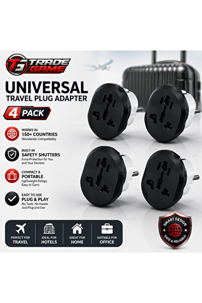 Generic Universal Type C Travel Plug Adapter, 4-Pack, Compact International S...