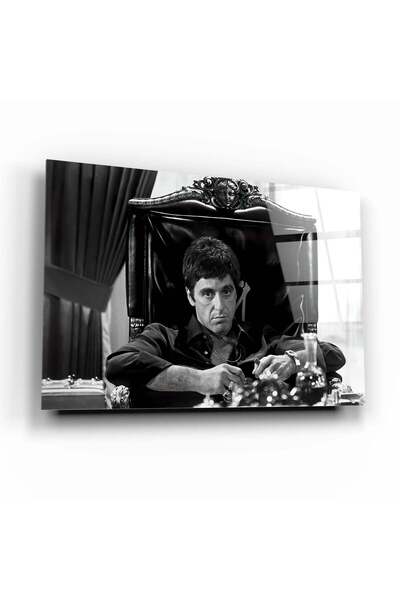 Yonca Decor Tony Montana Cam Tablo 30x45 cm Dekoratif Duvar Dekoru