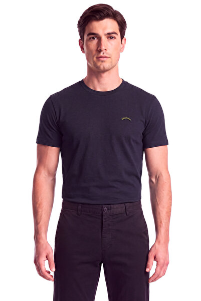 PAUL&SHARK Men's Regular Fit Round Neck Logo Label Cotton Short Sleeve Black ...