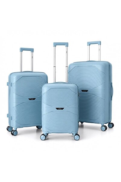 JollyMag Set 3 trollere de calatorie, valize blue de bagaje cu roti, 3 în 1, ...