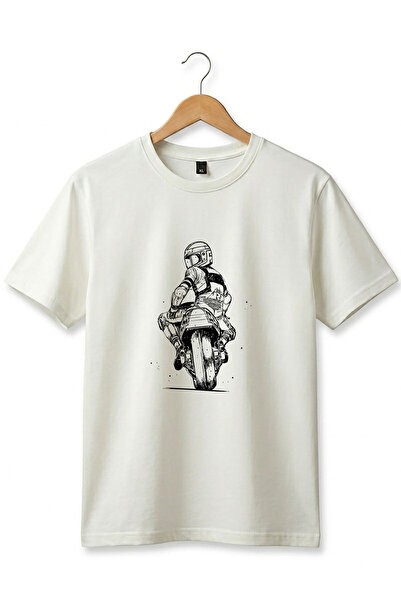The Baski Unisex Motorcycle Drawing Printed Cool Short Sleeve Crew Neck 100% ...