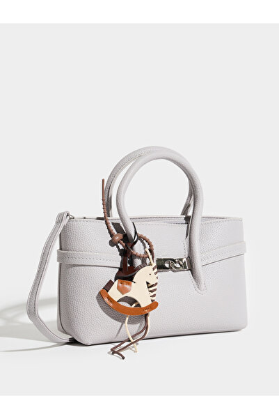 Styli Grey Textured Horse Charm Tote Bag