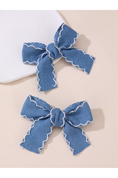 Take Two By Styli 2pcs color block bow Hair clip Set
