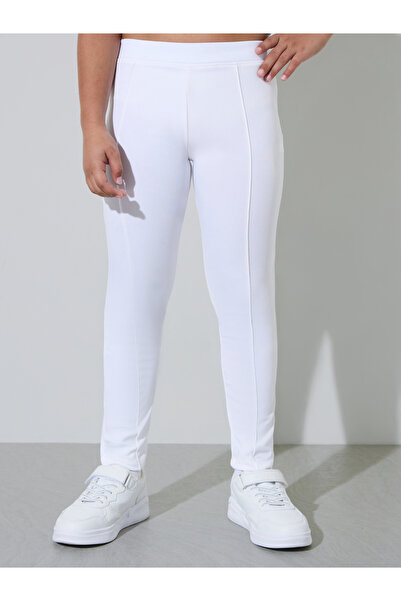 Styli Teen Girls Off White Knitted Full Length Leggings