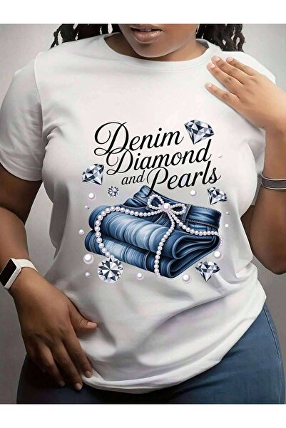 25W Ize - Stylish Short-Sleeve Top Plus-Size Women Featuring A Denim Diamond ...