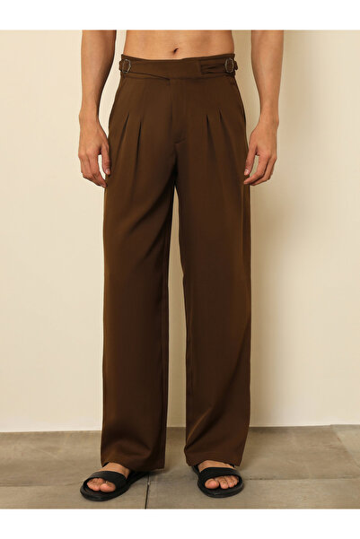 Mascln Sassafras By Styli Men Tan Double Waist Adjuster Korean Pants