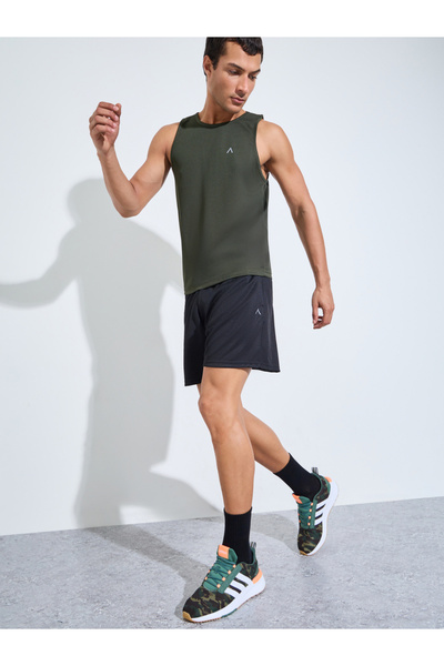 Styli Olive Regular Fit Tank Top and Shorts Set