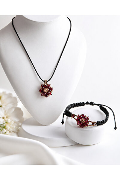 Generic Brand Handmade Crystal Cevşen Bracelet and Necklace Set of Two