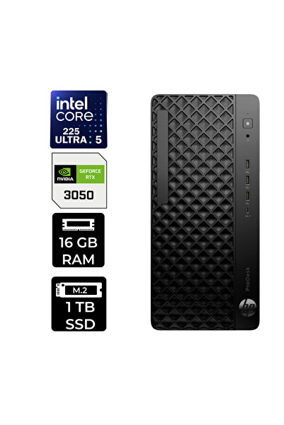 ProDesk 4 Tower G1i Intel Core Ultra 5 225 RTX 3050 6GB 16GB RAM 1TB SSD FreeDOS D36TQETP482 Masaüstü Bilgisayar + PER4 USB Bellek