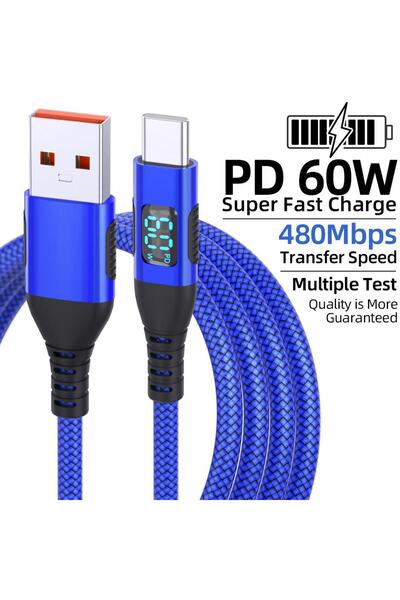 Choice7 3m blue 1pc LAIHONEN 1/2PCS USB-C to USB-C Fast Charge Nylon Braided,...