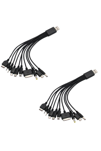 Choice5 2pcs Universal USB To Multi Plug Cell Phone Charger Cable 10 to 1 USB...