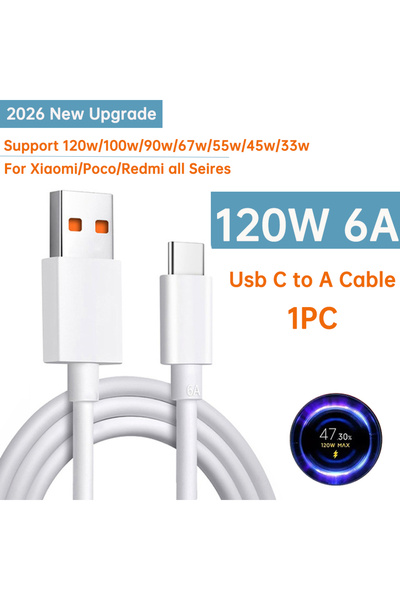 Choice4 XIAOMI 2m(6.6ft) 1p upgrade c to a Original 120W Type C Cable 6A 100W...