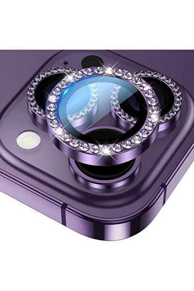 Choice46 14Pro Max(3pcs purple Tempered glass 2-3Pcs Glitter Diamond Camera L...