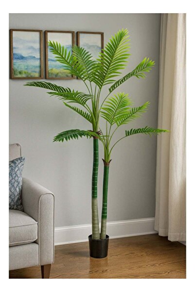 DRAMA HOME Luxury Artificial Palm Tree, 220 cm Tall – Natural Green Leaves wi...