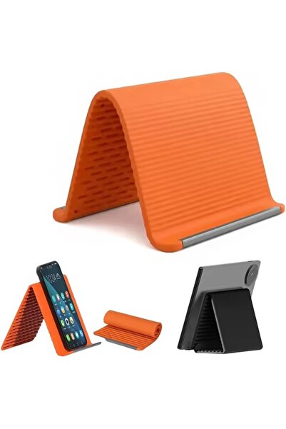 Choice Orange Universal Foldable Flexible Silicone Phone Stand, Multi-Angle A...