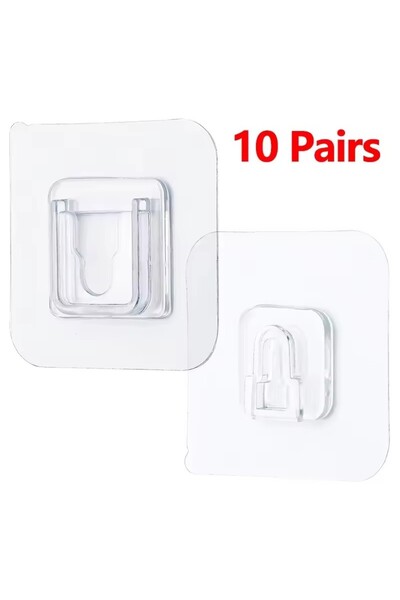 Choice3 10 Pair Multi-Purpose Transparent Hooks Double-sided Adhesive Wall Ho...