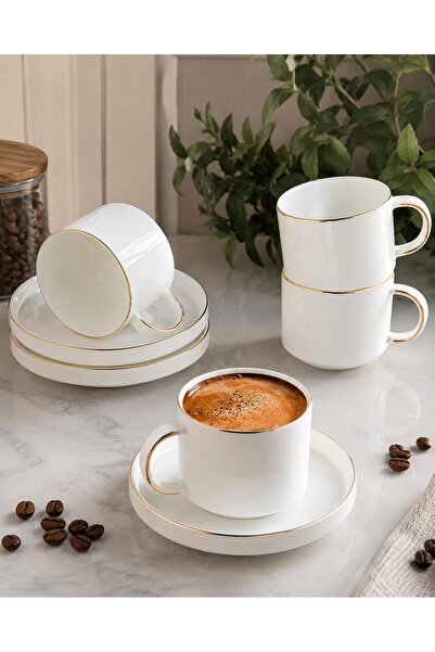 ALBETTO Gold Gilded 90 ml Turkish Coffee Cup Porcelain Coffee Cup