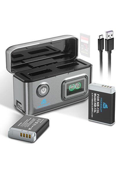 Homesuit Σετ 2 μπαταριών NB-13L 1700 mAh και διπλός φορτιστής LCD για Canon P...