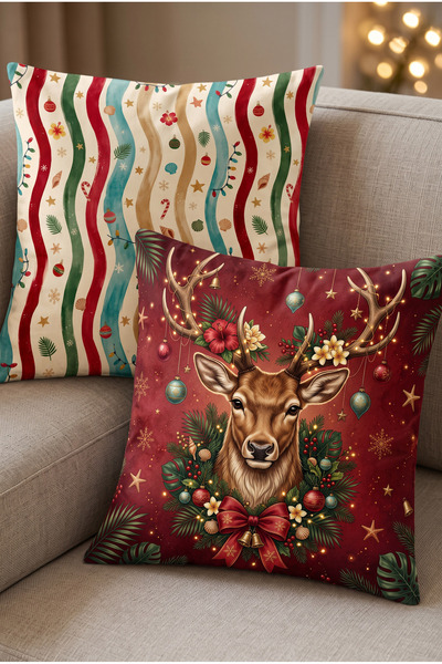 Artvibe Tropical Deer Patterned Set of 2 Decorative Throw Pillow Covers, Trop...