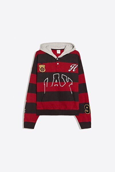 Bershka Çizgili kontrast kapüşonlu sweatshirt