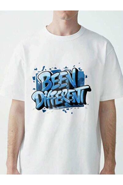 kai22 تي شيرت رجالي بطباعة "Been Different" بأسلوب الجرافيتي، قميص كاجوال بأك...