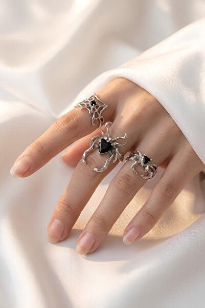 Elifsu Jewelry Spider Set of 3 Rings Gothic Style Ring Y2K Style Flashy Ring