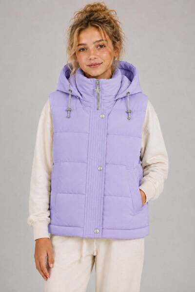 ASYAKİDS CLUB Girl's Removable Hooded Seasonal Snap-On Inflatable Vest