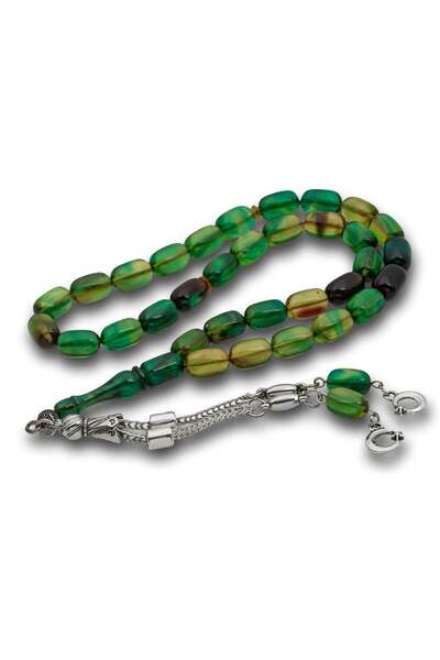 Inure Jewelry Mărgele de rugăciune din chihlimbar, tăiate tip capsulă, cu pas...
