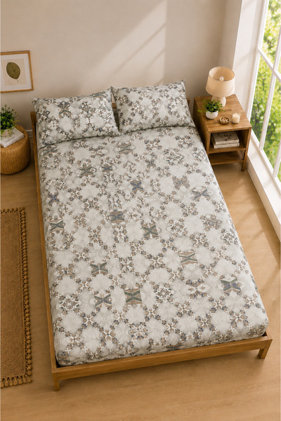 Sheri Home Lastikli Çarşaf Seti %100 Pamuk Yumuşak Dokulu-Kaymaz Tam Geçmeli ...
