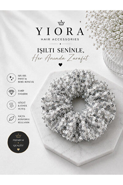 yiora Special Series Sequined Scrunchie Bagel Rubber Buckle