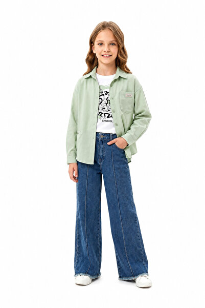 GİYİCEM TEKSTİL Girl's Street Mood 3-Piece Shirt T-Shirt Pants Set 9000