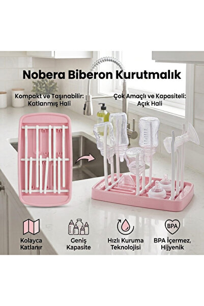 Nobera Katlanabilir Biberon ve Emzik Kurutmalığı – Taşınabilir & Hijyenik Beb...
