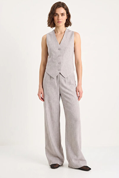 Şeker Portakalım Women's High Waist Lined Gray Top and Bottom Set