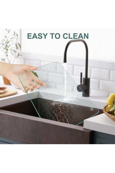 MODERN Tempered Glass Cutting Board, 12x8" Cutting Board for Kitchen Counter, Small Size Clear Glass, with Non-Slip Feet, Scratch Resistant, Heat Resistant