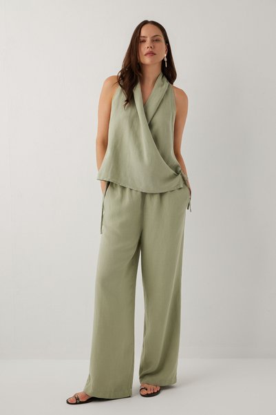 İpekçi Otantik Linoflow Relax Women's Pants Island Tea