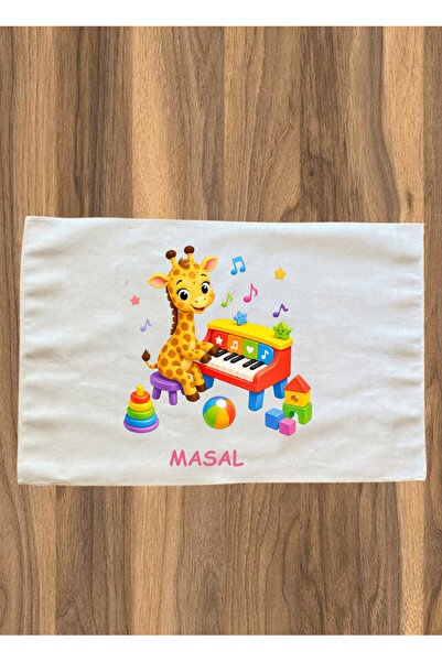 Elbasan Tekstil Kişiye Özel Beslenme Örtüsü 35 x 50 cm İsim Yazılabilir Zurafa