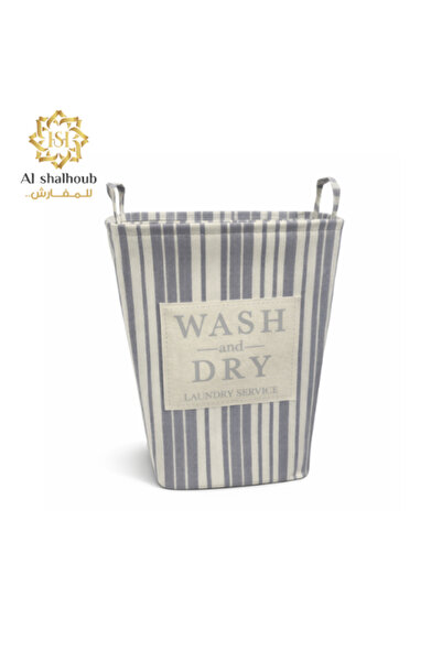 Generic Brand سلة غسيل قماشية مخططة WASH & DRY – 45×35×58 سم - -3