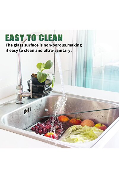 MODERN Seelenruhe Tempered Glass Cutting Board for Kitchen Counter, 12x16 inch Clear Cutting Board for Countertop, Non-Slip, Heat-Resistant, Easy to Clean, Kitchen Decoration