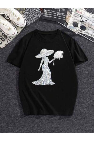 2BIR Elegant, Luxury, High-End Stylish Outfit! Printed T-Shirt - Pearl Diamon...